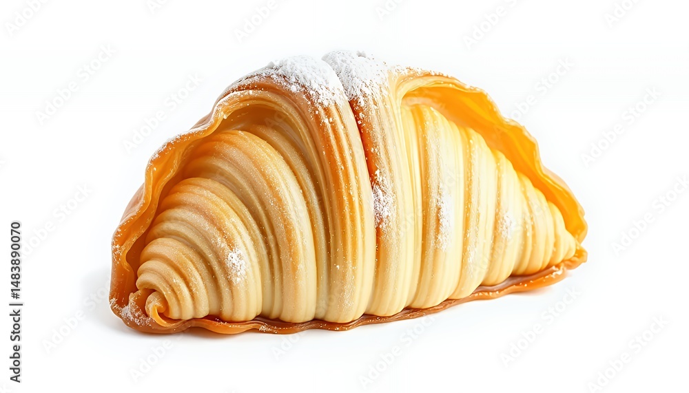Sfogliatella Italian Pastry Shell with Ricotta on White Background Isolated Sweet Treat