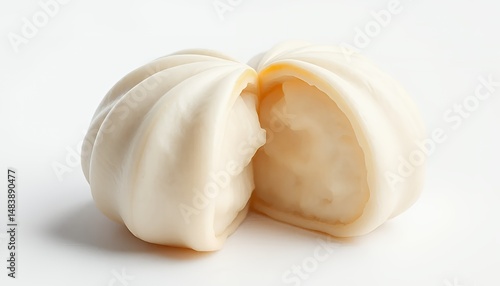 Obraz na płótnie Split Chinese Steamed Bun Baozi 3D Render Isolated on White Background w salonie