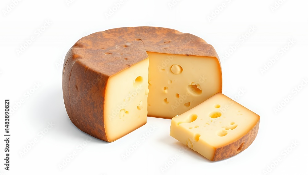 Tete de Moine Cheese Wheel Detailed 3D Render Isolated on White Background