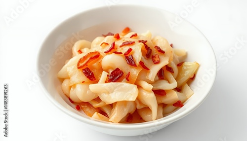 Obraz na płótnie Trofie Pasta with Calabrian Chili Peppers Italian Cuisine Isolated on White Background w salonie