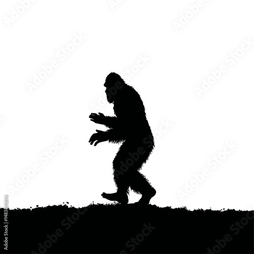 Solid black silhouette of a bigfoot hiding
