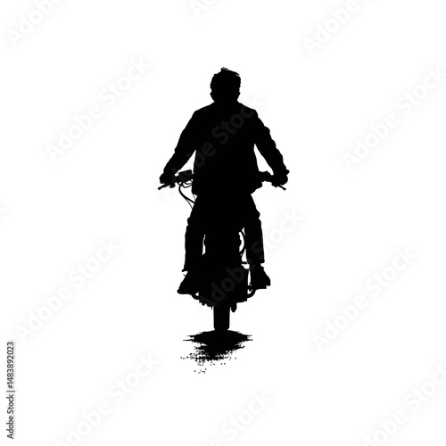 Solid black silhouette of a biker cruising