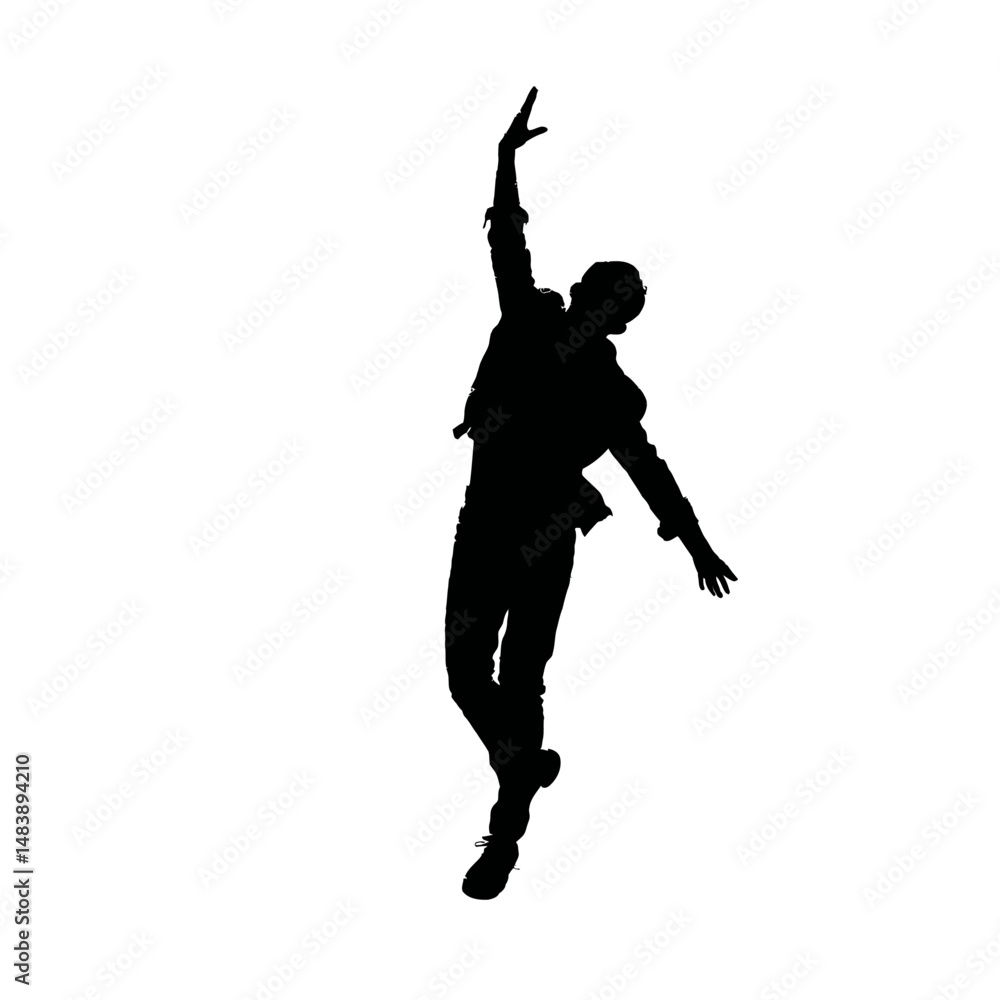 Solid black silhouette of a dancer spinning Solid black silhouette of a dancer spinning