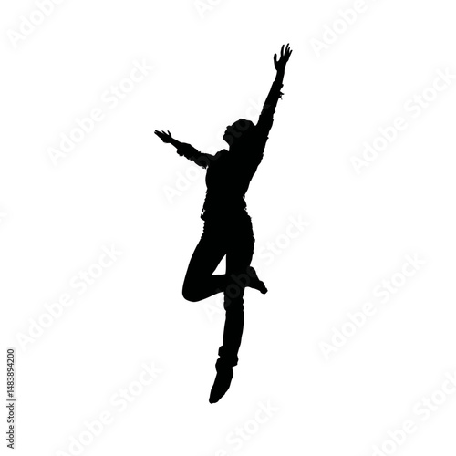Solid black silhouette of a dancer leaping