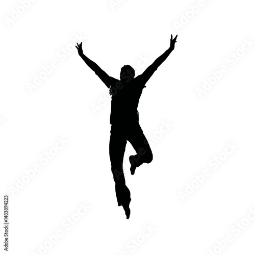 Solid black silhouette of a dancer leaping