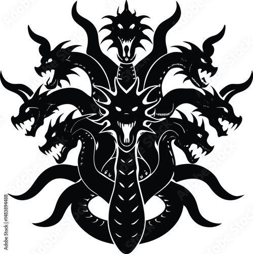 Hydra Silhouette with Many Heads