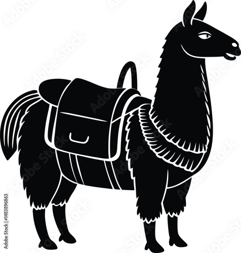 Llama Silhouette with Pack Saddle