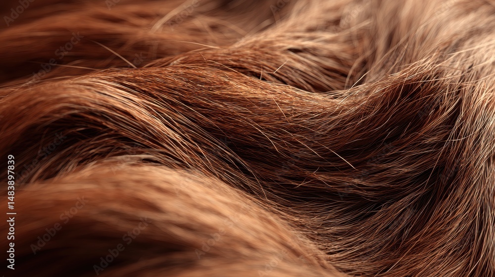 Fototapeta premium Closeup of smooth flowing brown hair texture 