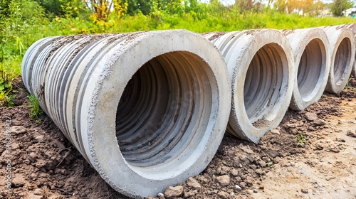 Wallpaper Mural Stacked Concrete Pipes Construction Site Ground Torontodigital.ca