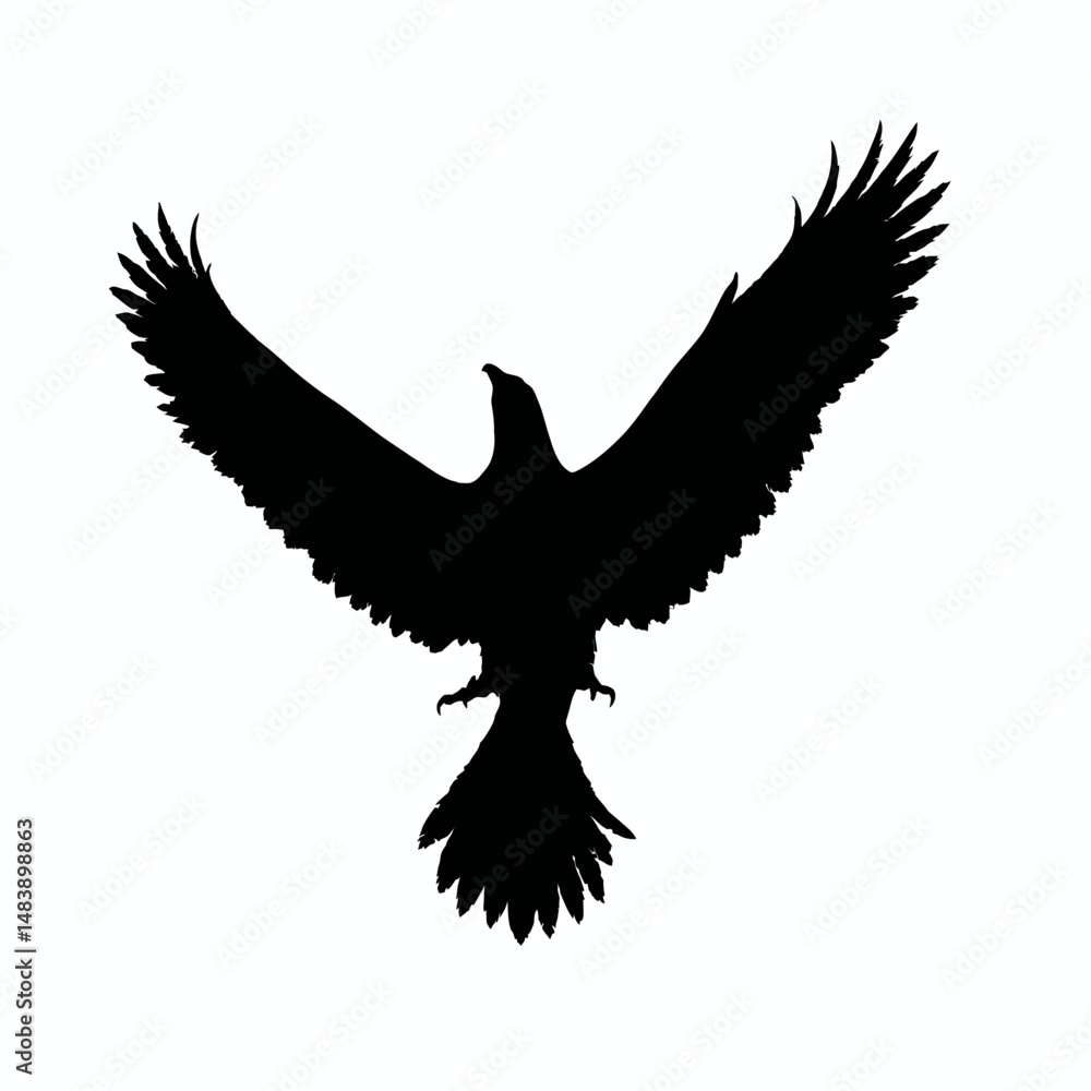 Obraz premium Solid black silhouette of a phoenix soaring