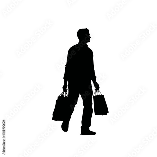 Solid black silhouette of a shopper browsing