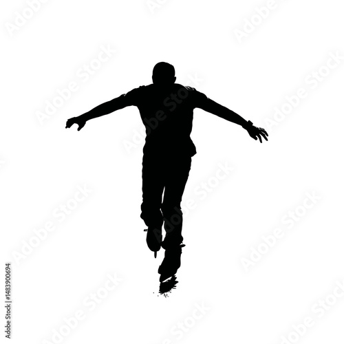 Solid black silhouette of a skater gliding