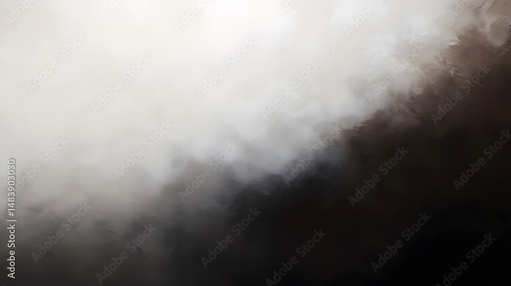 Fototapeta premium Abstract grayscale painting, dark to light gradient, textured brush strokes, modern art background