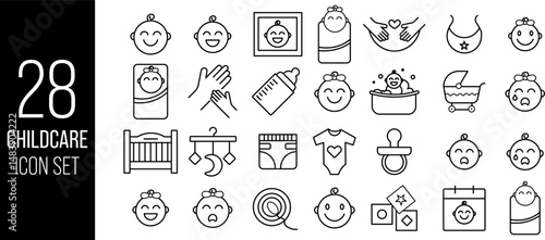 Minimalist Line Icons for Child Care and Parenting