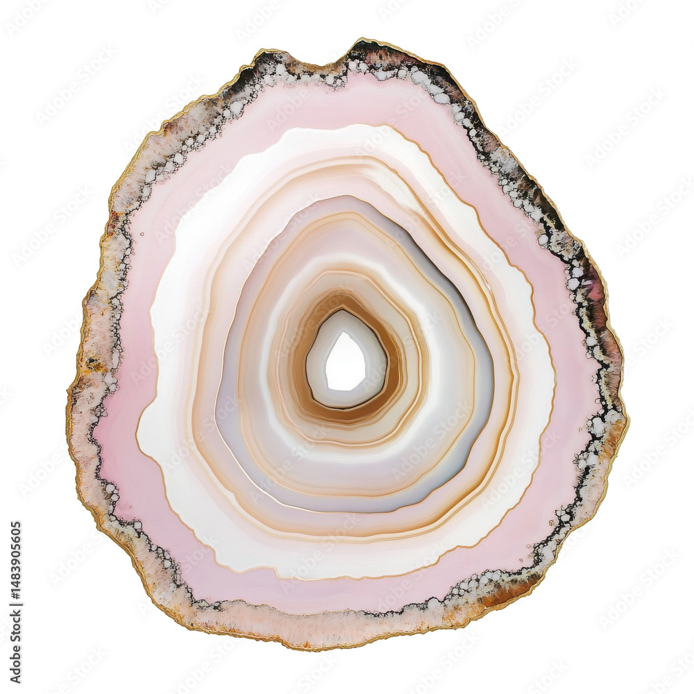 Natural Pink Agate Slice with Layered Patterns for Home Decor and Jewelry Making on transparent background Natural Pink Agate Slice with Layered Patterns for Home Decor and Jewelry Making on transparent background