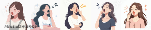 vector female character yawning