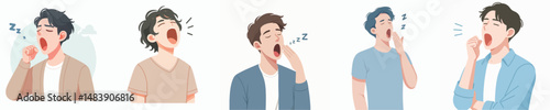 vector male character yawning