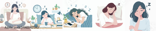 sleepy woman character vector