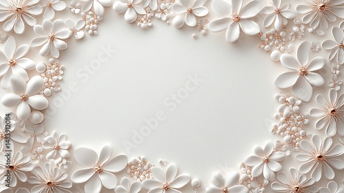 Elegant White Flowers Frame Design With Rose Gold Accents