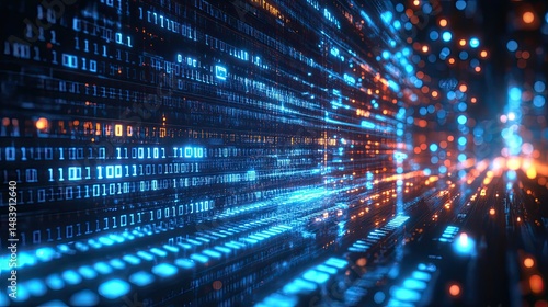 Wallpaper Mural Digital binary code and streaming data abstract wallpaper for technology and coding-related designs. Torontodigital.ca