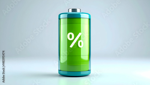 Wallpaper Mural Green battery with percentage sign showcasing a fully charged energetic system Torontodigital.ca