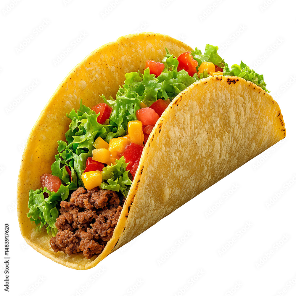 isolated side shot of savory taco without shadow
isolated side shot of savory taco without shadow
