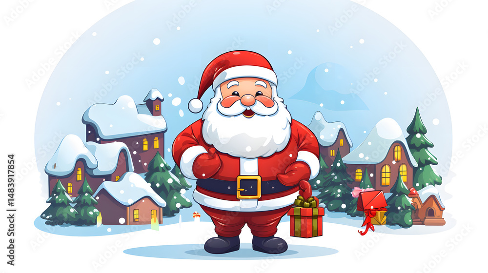 Obraz premium Festive Christmas Wish Cartoon Vector Illustration for Holiday Greetings