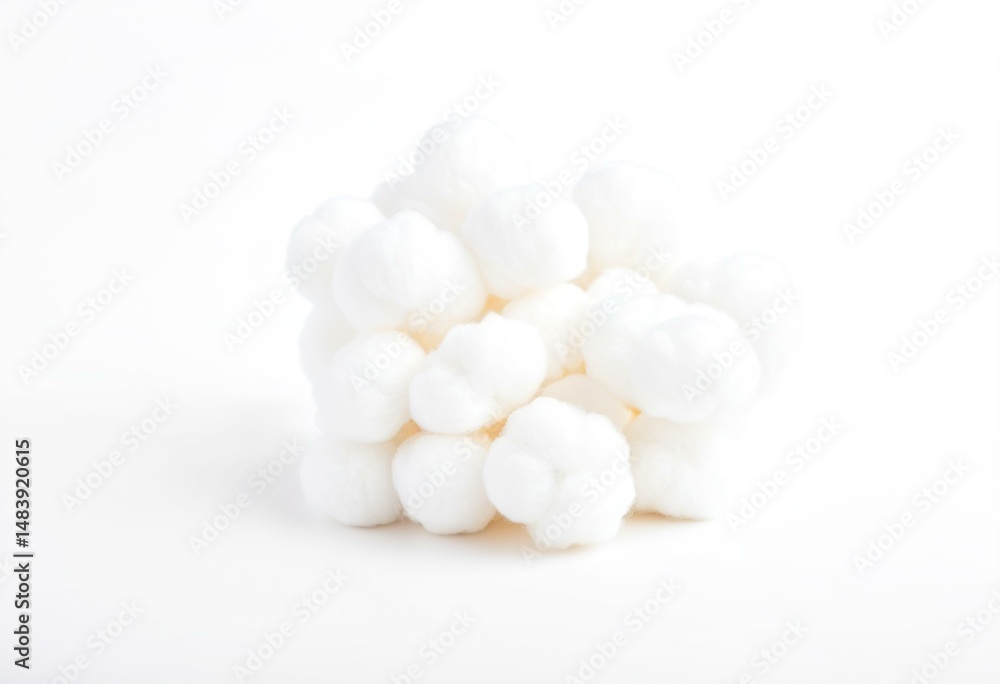 A bunch of white cotton balls on a white background. A bunch of white cotton balls on a white background.
