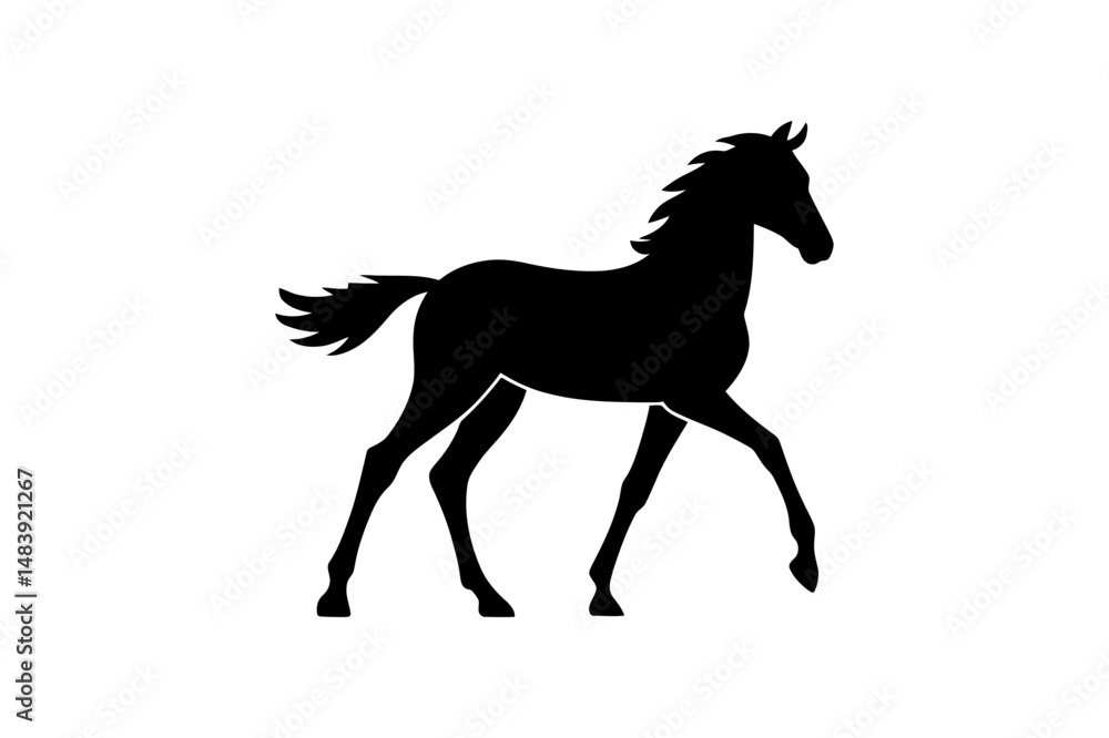 Obraz premium Black silhouette of a foal walking gracefully art