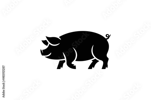 Black silhouette of a pig farm animal livestock