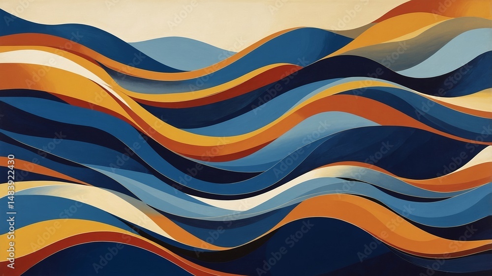 Serene waves of deep blue abstract digital artwork with layered curves and threedimensional depth Serene waves of deep blue abstract digital artwork with layered curves and threedimensional depth