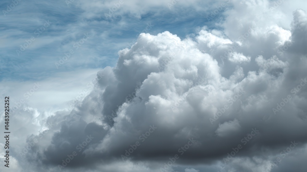 Obraz premium Dramatic, fluffy clouds fill the sky.