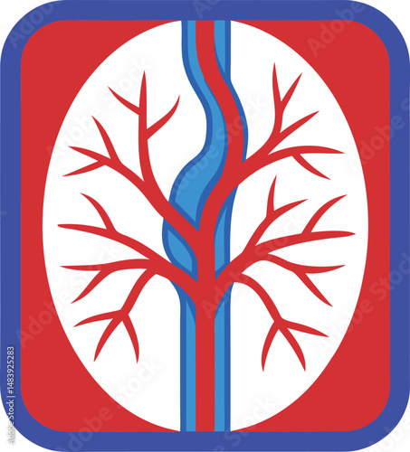 Human vein and artery icon on transparent background 