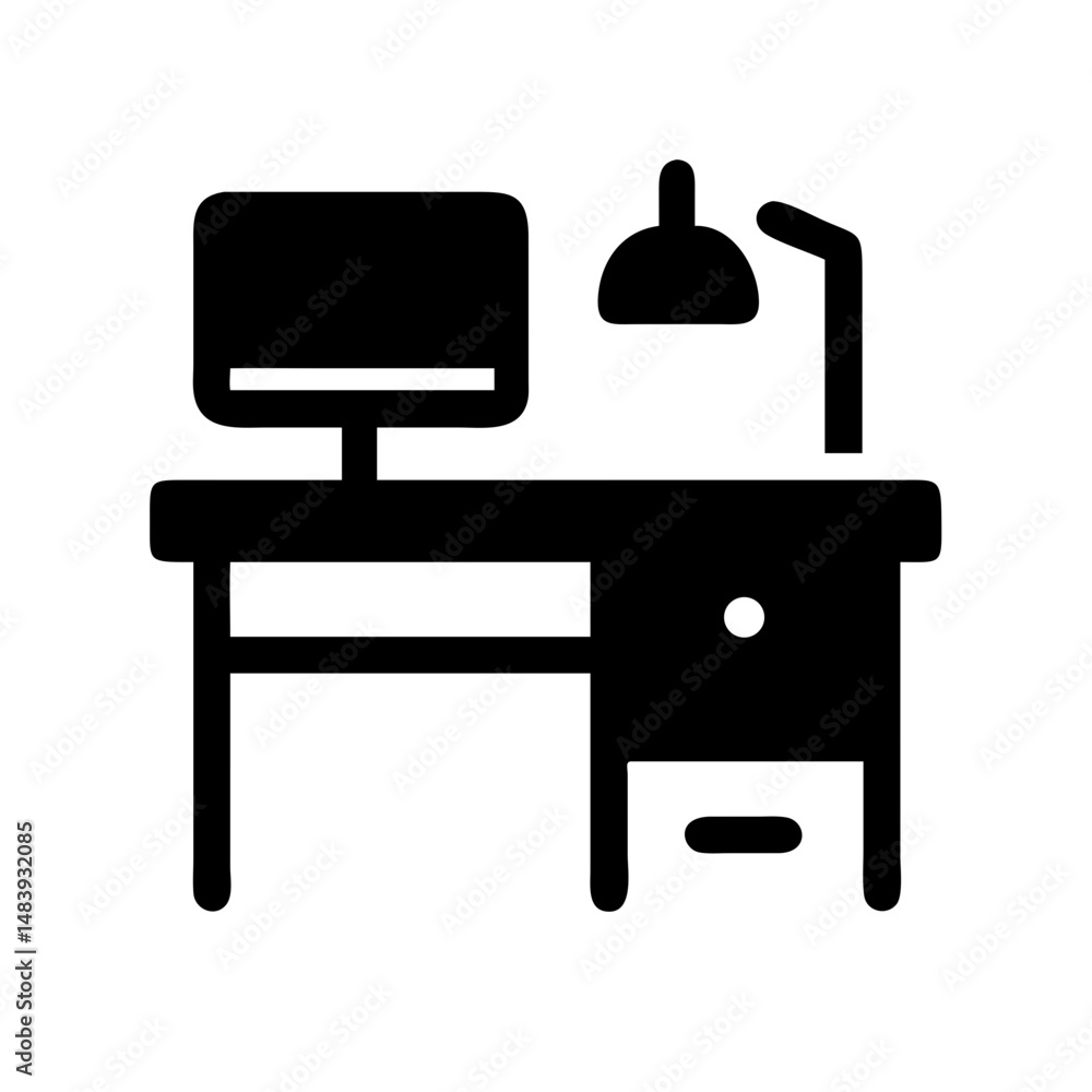 Workspace setup icon for remote work and digital professions on white background Workspace setup icon for remote work and digital professions on white background