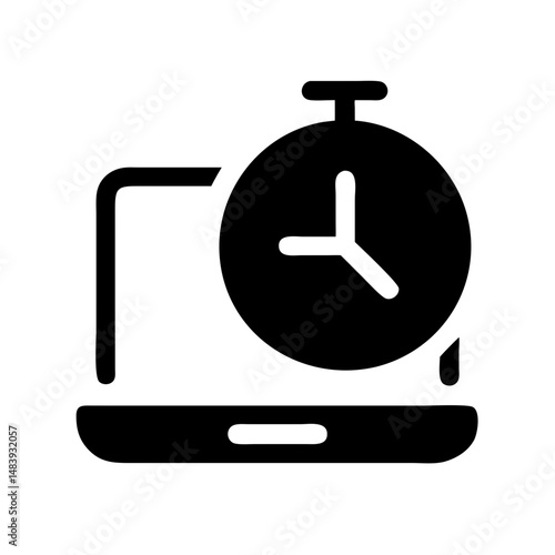 Time tracker icon for remote work and digital professions on white background
