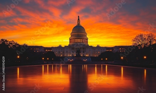 US Capitol building at sunset, Washington DC, USA