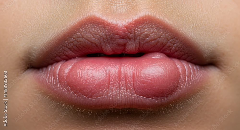 Fototapeta premium Close up view of human female lips