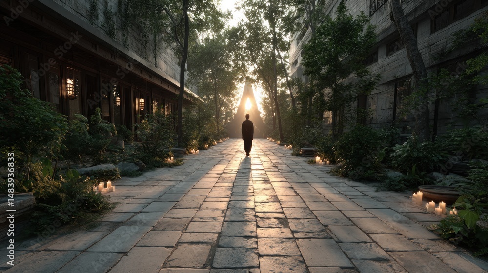 Obraz premium Paved path and sunlight