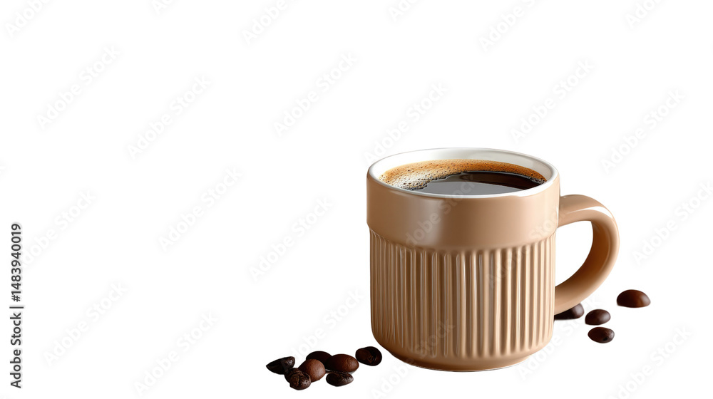 Obraz premium Coffee Ritual: a freshly brewed cup of coffee, inviting you to savor a moment of warmth and invigorating energy. Its rich aroma and visual appeal embody the simple pleasures of life.