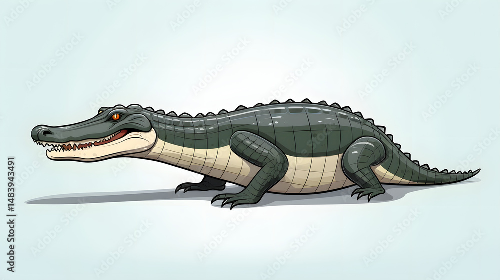 Fototapeta premium Detailed Crocodile Cartoon Icon Vector Illustration - Isolated Reptile Character Design