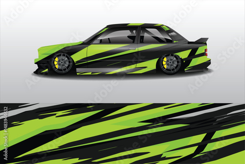 Sleek modified car with vibrant green and black design (1)