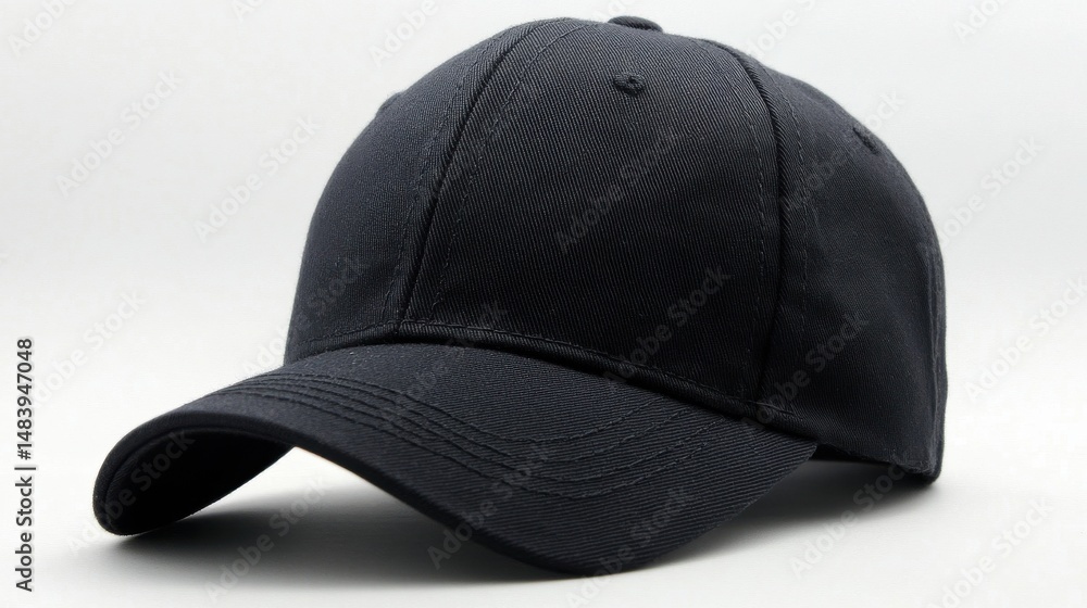 Snapback hat with curved visor, plain look, white backdrop Snapback hat with curved visor, plain look, white backdrop