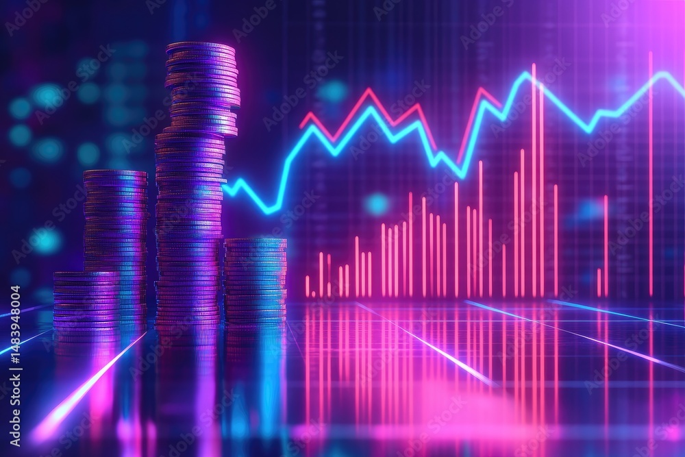 Fototapeta premium Financial Graph with Coins