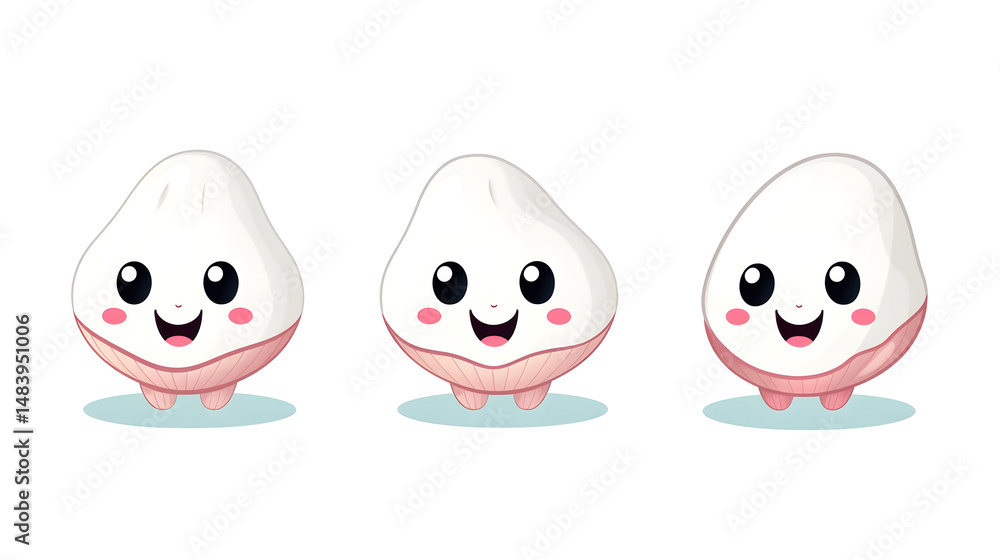 Adorable Kawaii Shell Character Cartoon Vector Illustration for Design Projects Adorable Kawaii Shell Character Cartoon Vector Illustration for Design Projects