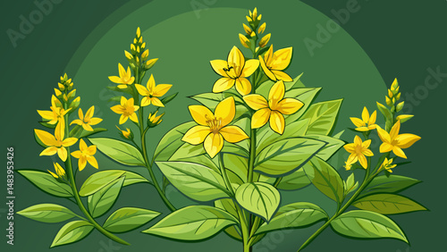 Perennial wildflowers flowers the Dotted Loosestrife or Large Loosestrife or Circle flower (Latin: Lysimachia punctata) is a flowering plant species in the family Primulaceae. Yellow flowers close  ve