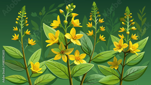 Perennial wildflowers flowers the Dotted Loosestrife or Large Loosestrife or Circle flower (Latin: Lysimachia punctata) is a flowering plant species in the family Primulaceae. Yellow flowers close  ve
