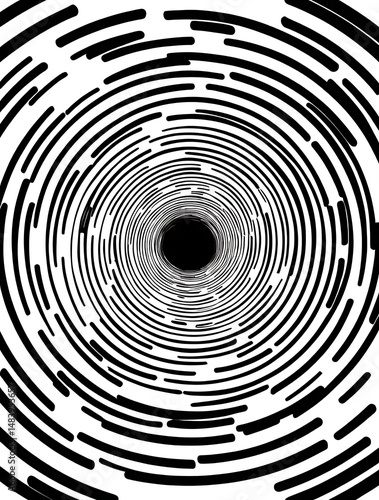 Wallpaper Mural Abstract hypnotic tunnel composed of black and white concentric circular lines creating a dizzying vortex illusion with a surreal sense of movement and optical depth effect

 Torontodigital.ca