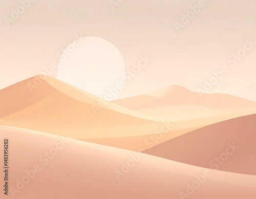 砂漠の不思議な風景のフラットなイラスト