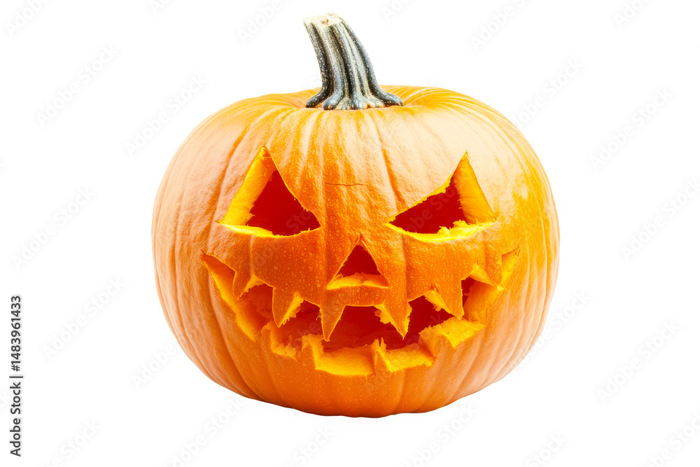 Carved halloween pumpkin face on transparent background Carved halloween pumpkin face on transparent background