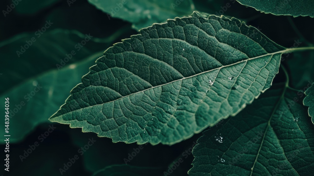 Detailed study of fresh green leaf textures with intricate venation patterns Detailed study of fresh green leaf textures with intricate venation patterns